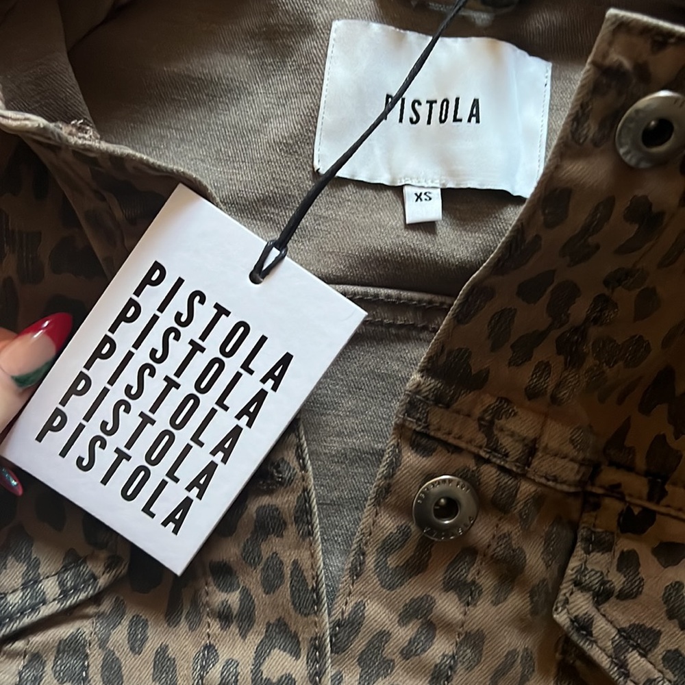 Pistola Naya Leopard Print Cropped Denim Jacket - Picture 3 of 4